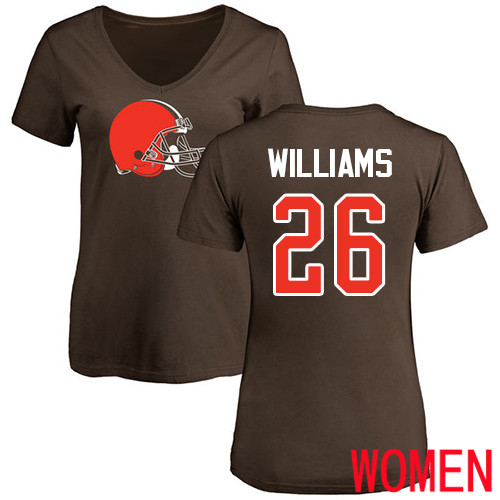 Cleveland Browns Greedy Williams Women Brown Jersey #26 NFL Football Name and Number Logo T Shirt